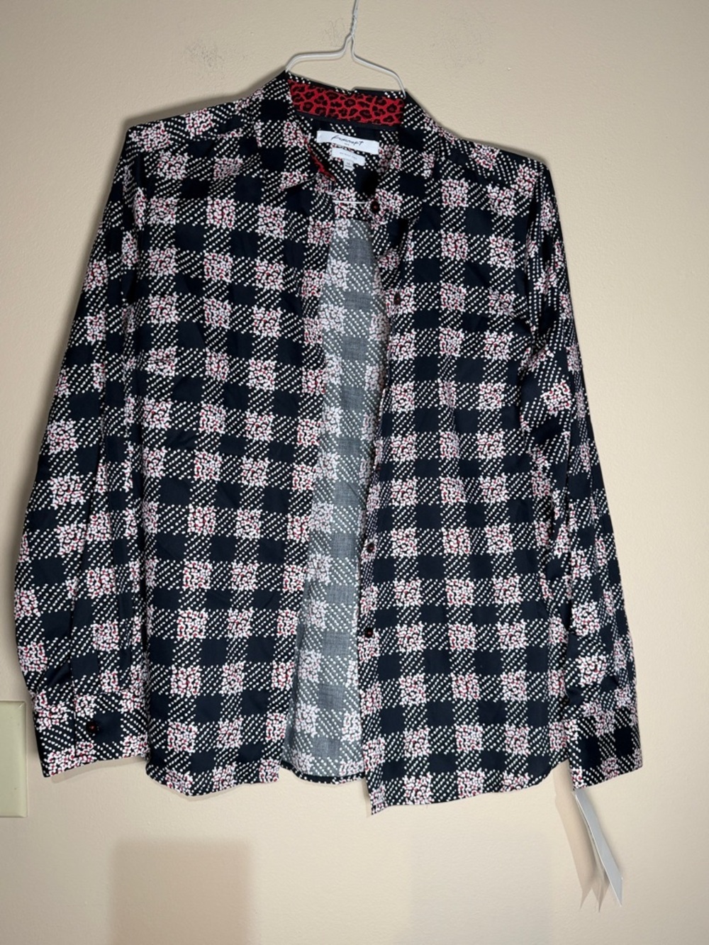 Foxcroft Black & Pink Plaid Open-Front Blazer